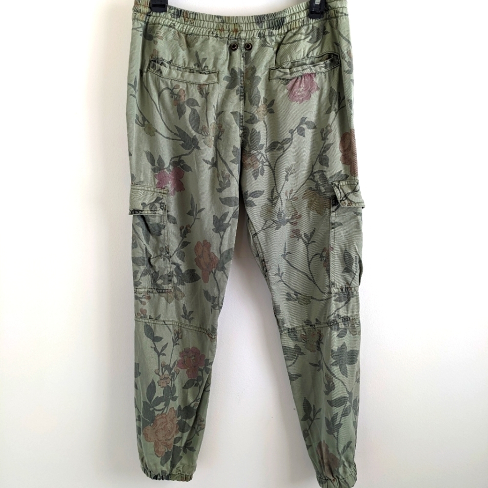PAM & Gela Olive Green Cargo Joggers with Floral Print S - Picture 2 of 12